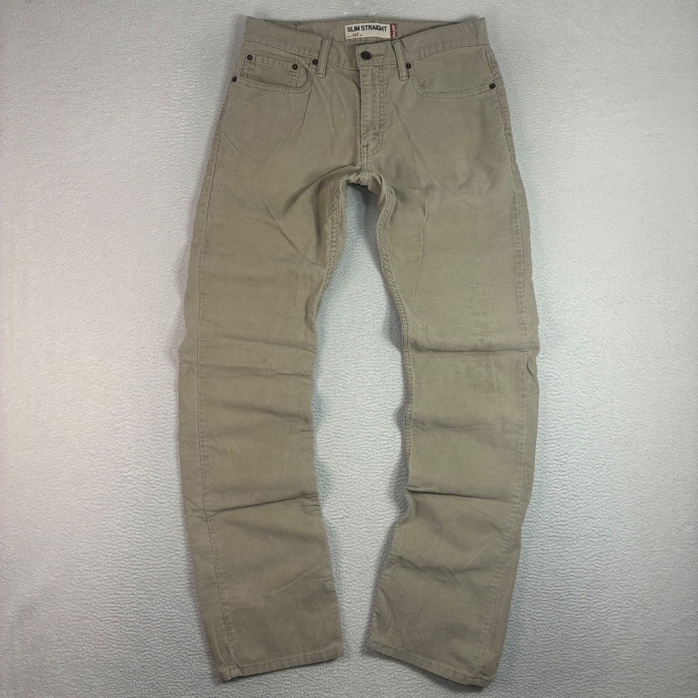 Levis 514 Jeans Corduroy Pants Men 32x34 Tan Straight Casual Winter Preppy Y2K
